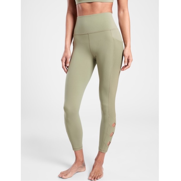 Athleta Salutation Stash Pocket Cutout 7/8 Tight olive green - Picture 3 of 16